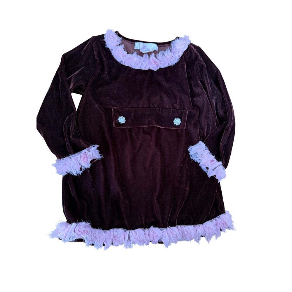 Greggy Girl deep red velour feather trim tunic dress retro‎ style